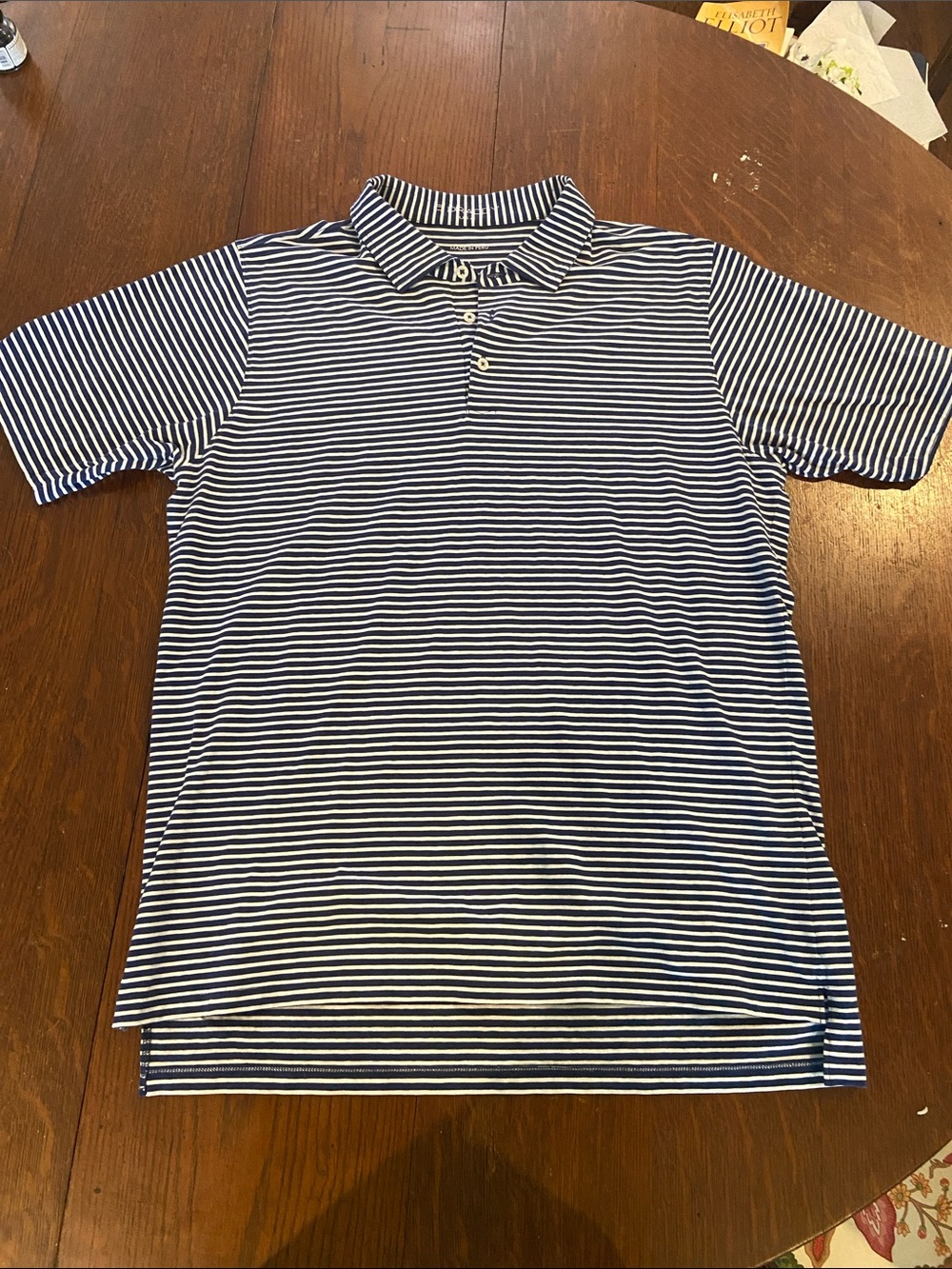 B. Draddy Muirfield Village Golf Polo Blue and White Striped